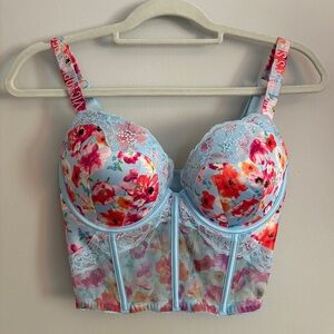 Victoria's Secret Blue and Red Corset-Style Bra